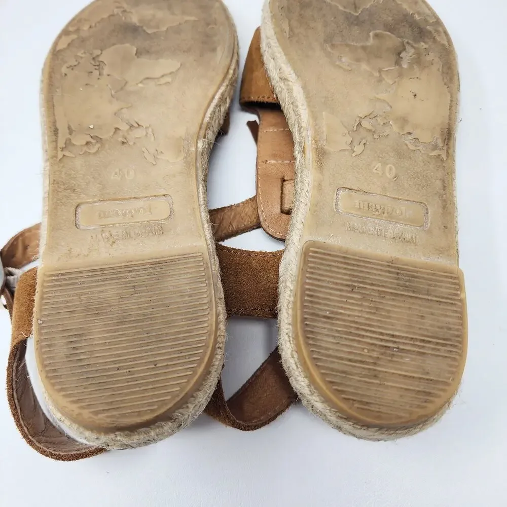 Anthro Maypol Kiltie Fringed Espadrille Sandals Women EU40/US9.5 Brown Suede
